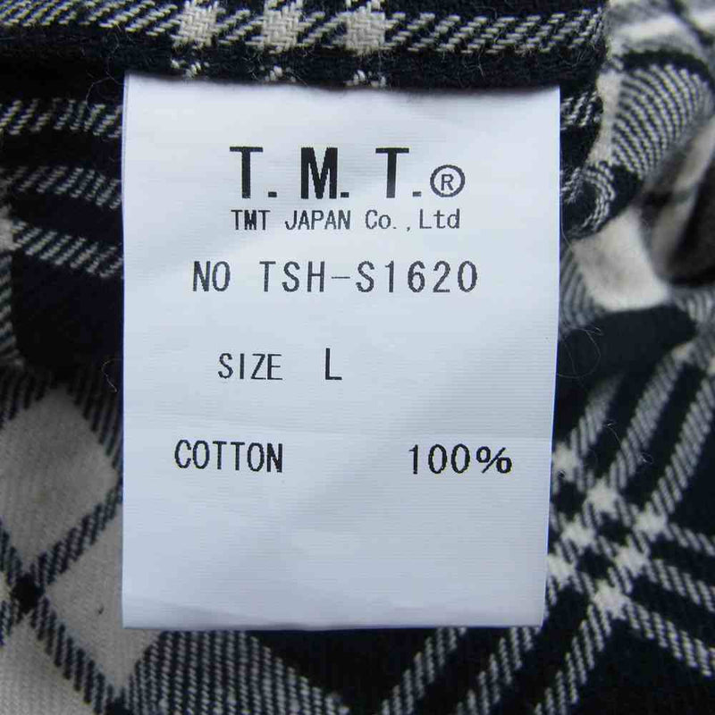 TMT ティーエムティー TSH-S1620 FLANNEL CHECK SHIRT フランネル チェック ダブルポケット 長袖 シャツ ブラック ホワイト ブラック系 L【中古】