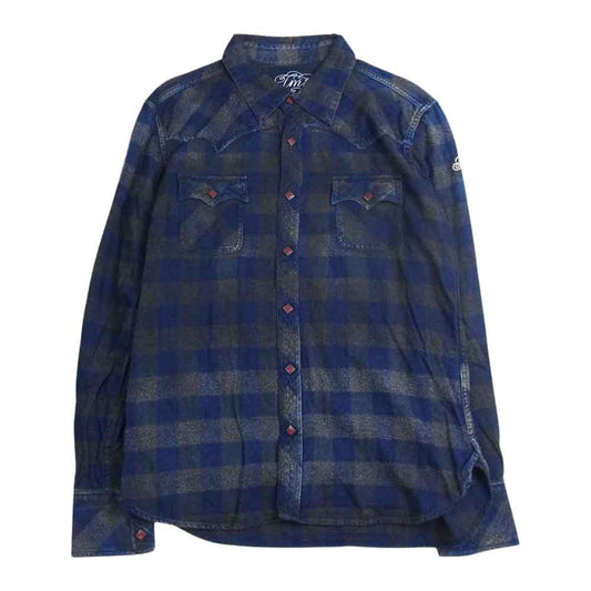 TMT ティーエムティー TSH-F15SP30 FLANNEL CHECK SHIRT フランネル チェック ウエスタン 長袖 シャツ ネイビー ブラウン ネイビー系 L【中古】