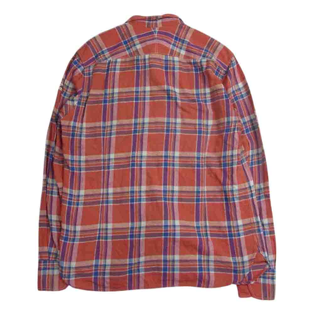 TMT ティーエムティー TSH-F1801 VINTAGE NEP TWILL CHECK SHIRTS ヴィンテージ ネップ ツイル チェック 長袖 シャツ オレンジ ネイビー オレンジ系 L【中古】