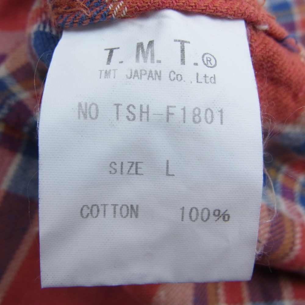 TMT ティーエムティー TSH-F1801 VINTAGE NEP TWILL CHECK SHIRTS ヴィンテージ ネップ ツイル チェック 長袖 シャツ オレンジ ネイビー オレンジ系 L【中古】