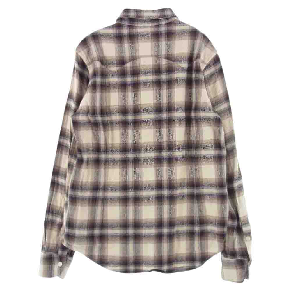 TMT ティーエムティー TSH-F2004 HERRING BONE OMBRE PLAID SHIRTS ヘリンボーン オンブレ チェック 長袖 シャツ ブラウン ホワイト ブラウン系 L【中古】