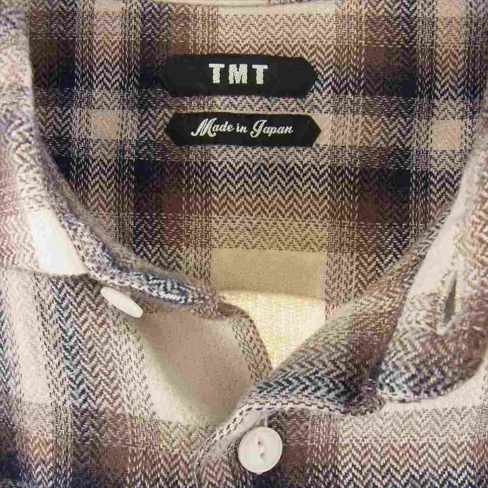 TMT ティーエムティー TSH-F2004 HERRING BONE OMBRE PLAID SHIRTS ヘリンボーン オンブレ チェック 長袖 シャツ ブラウン ホワイト ブラウン系 L【中古】