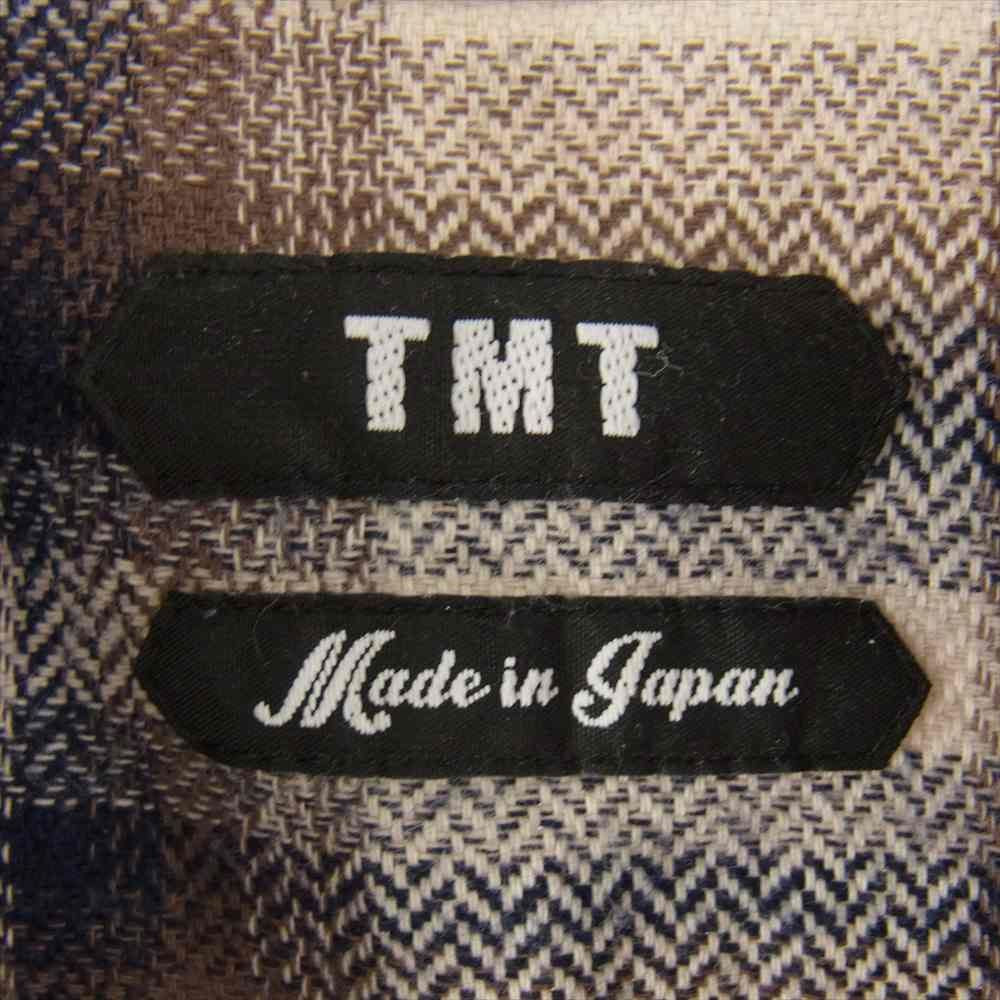 TMT ティーエムティー TSH-F2004 HERRING BONE OMBRE PLAID SHIRTS ヘリンボーン オンブレ チェック 長袖 シャツ ブラウン ホワイト ブラウン系 L【中古】