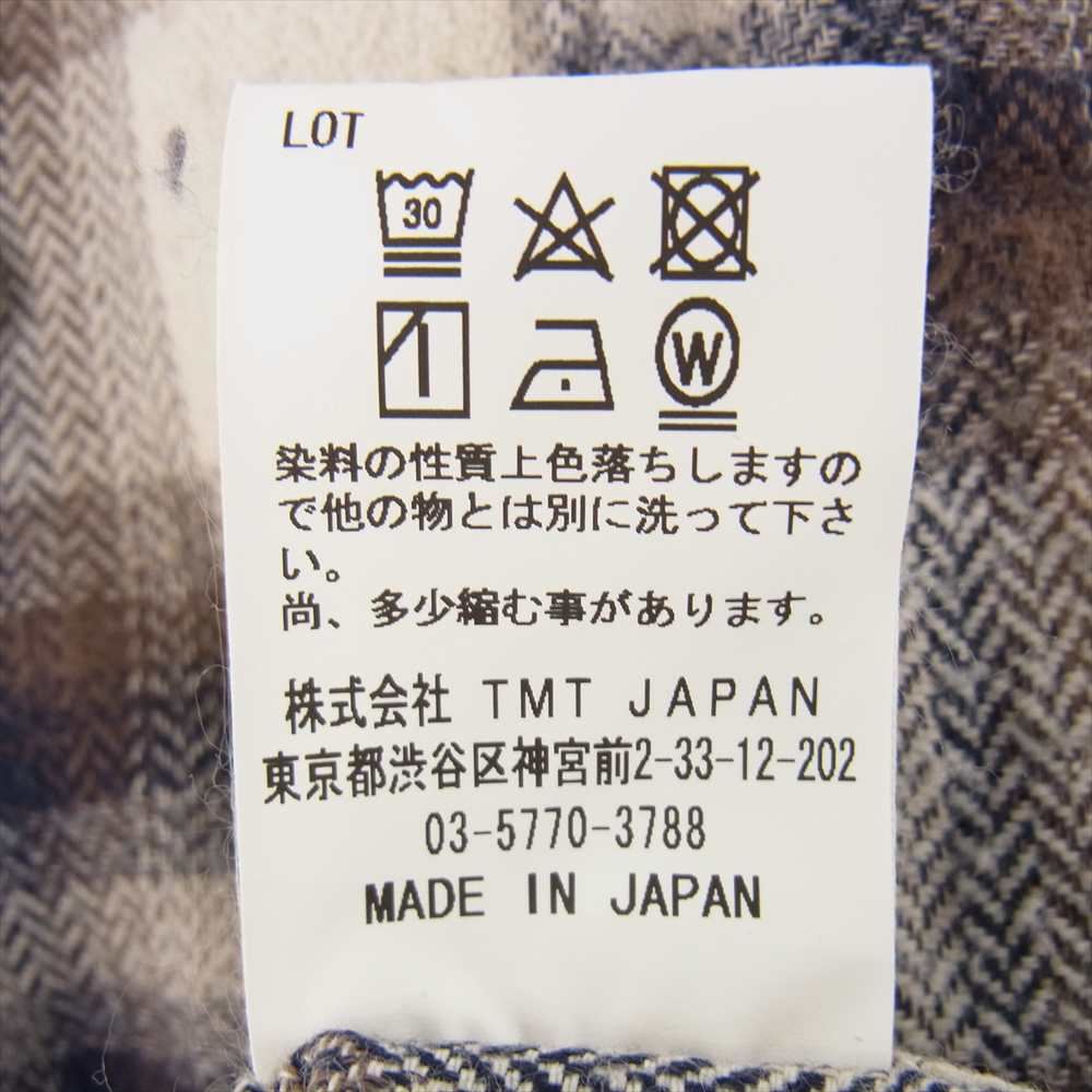 TMT ティーエムティー TSH-F2004 HERRING BONE OMBRE PLAID SHIRTS ヘリンボーン オンブレ チェック 長袖 シャツ ブラウン ホワイト ブラウン系 L【中古】