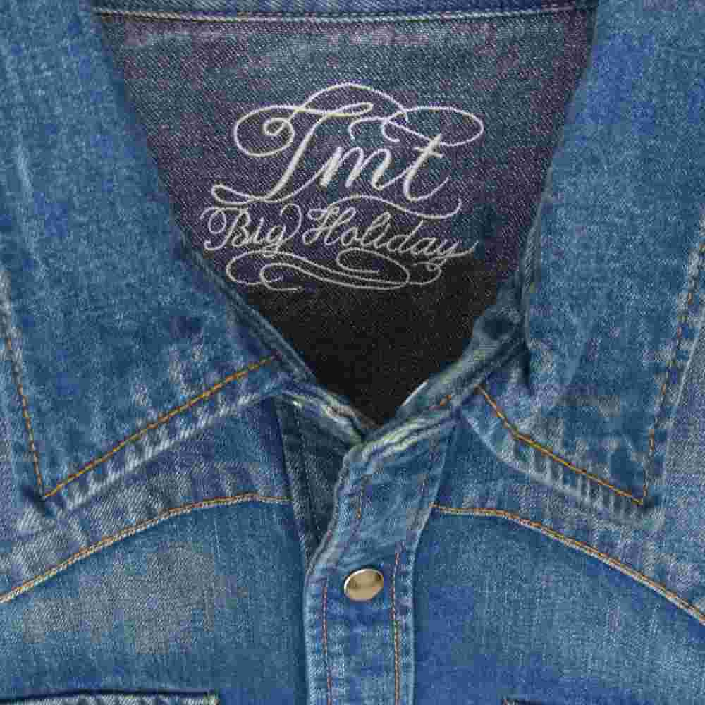 TMT ティーエムティー TSH-F1602 DAMAGE DENIM SHIRTS ダメージ 長袖 デニム シャツ インディゴブルー系 L【中古】