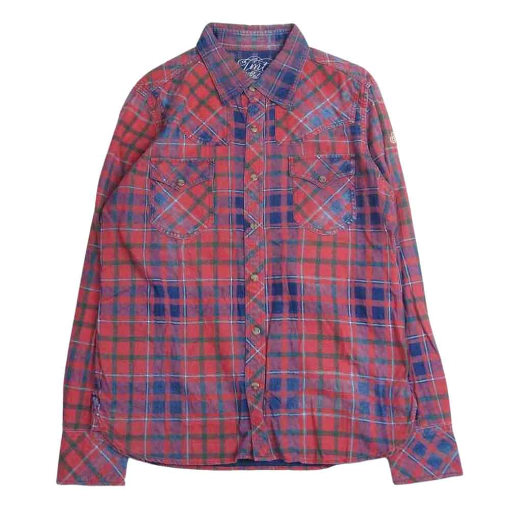 TMT ティーエムティー TSH-F1505 FLANNEL CHECK SHIRT フランネル マルチ チェック 長袖 シャツ レッド ネイビー レッド系 L【中古】