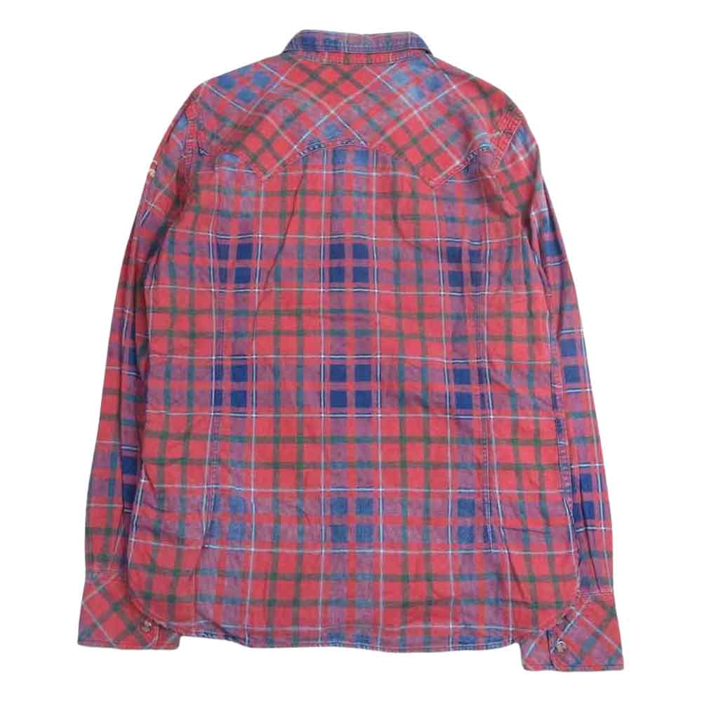 TMT ティーエムティー TSH-F1505 FLANNEL CHECK SHIRT フランネル マルチ チェック 長袖 シャツ レッド ネイビー レッド系 L【中古】