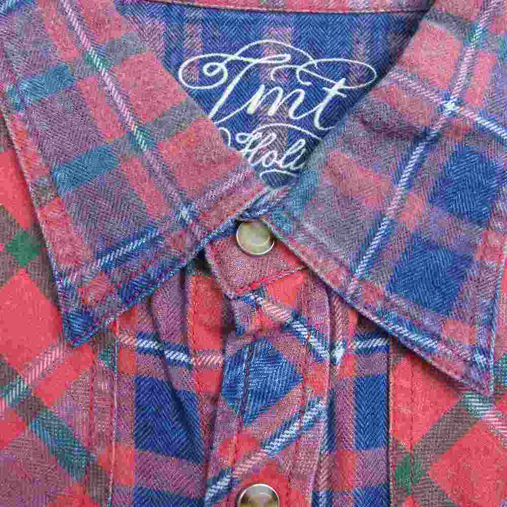 TMT ティーエムティー TSH-F1505 FLANNEL CHECK SHIRT フランネル マルチ チェック 長袖 シャツ レッド ネイビー レッド系 L【中古】