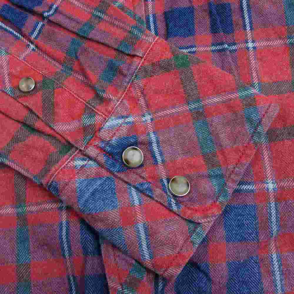 TMT ティーエムティー TSH-F1505 FLANNEL CHECK SHIRT フランネル マルチ チェック 長袖 シャツ レッド ネイビー レッド系 L【中古】