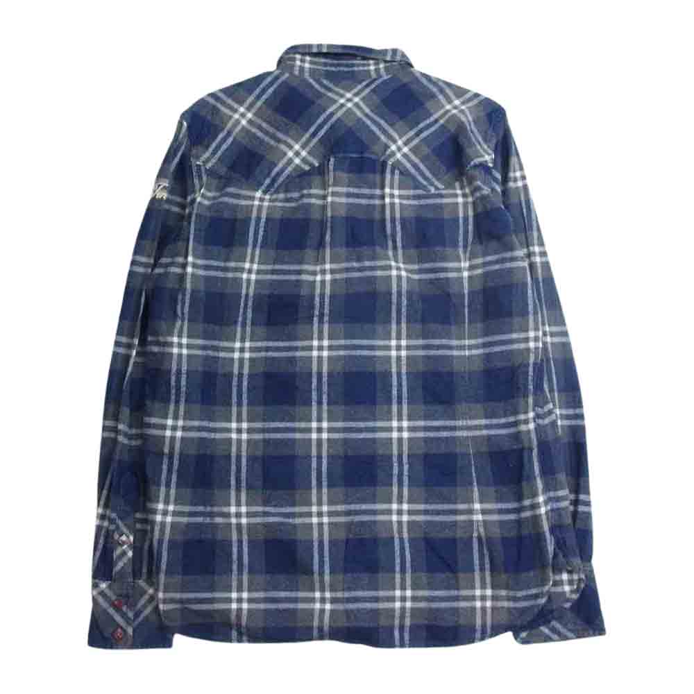 TMT ティーエムティー TSH-F14SP61 FLANNEL CHECK SHIRT フランネル チェック ウエスタン 長袖 シャツ ネイビー グレー グレー系 ネイビー系 L【中古】