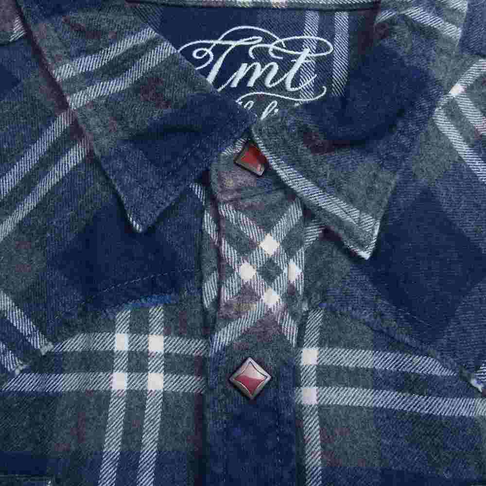 TMT ティーエムティー TSH-F14SP61 FLANNEL CHECK SHIRT フランネル チェック ウエスタン 長袖 シャツ ネイビー グレー グレー系 ネイビー系 L【中古】