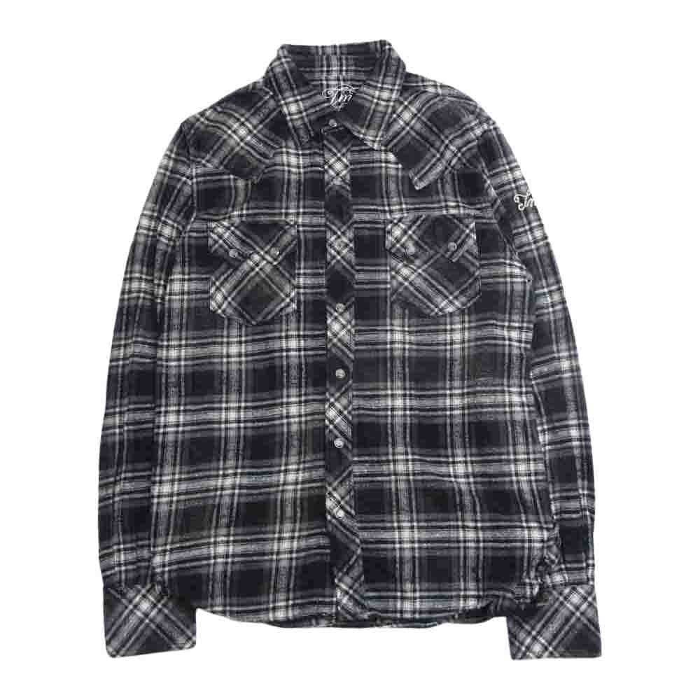 TMT ティーエムティー TSH-F1202 VINTAGE CHECK SHIRT ヴィンテージ 加工 ウエスタン チェック シャツ ブラック ホワイト ブラック系 M【中古】
