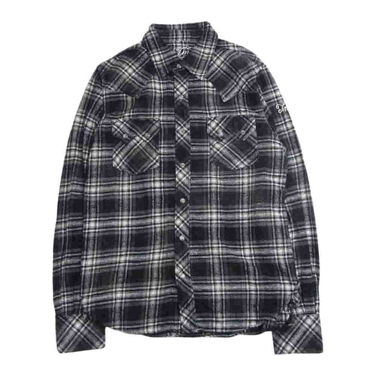 TMT ティーエムティー TSH-F1202 VINTAGE CHECK SHIRT ヴィンテージ 加工 ウエスタン チェック シャツ ブラック ホワイト ブラック系 M【中古】