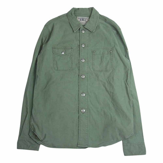TMT ティーエムティー TSH-F1807 MILITARY SHIRTS ミリタリー コンチョ ボタン 長袖 シャツ ジャケット カーキ系 L【中古】