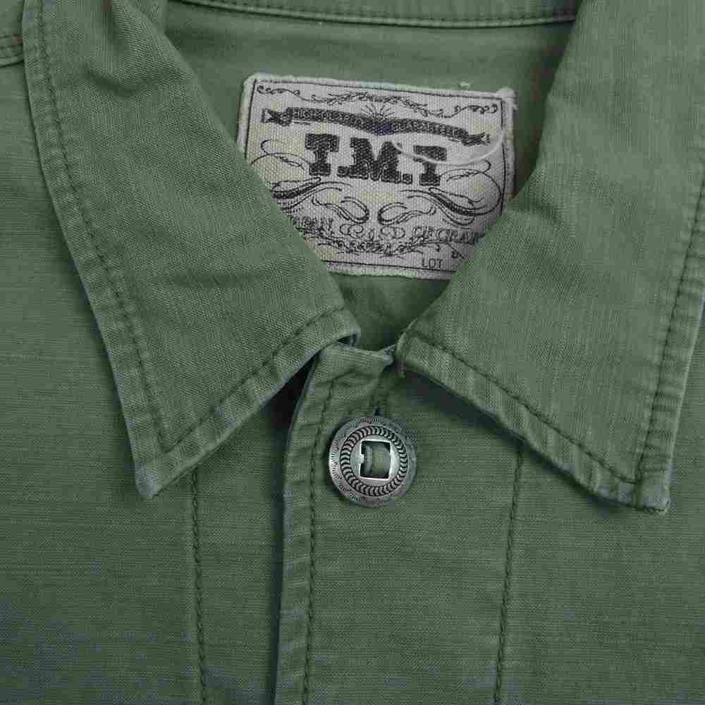 TMT ティーエムティー TSH-F1807 MILITARY SHIRTS ミリタリー コンチョ ボタン 長袖 シャツ ジャケット カーキ系 L【中古】