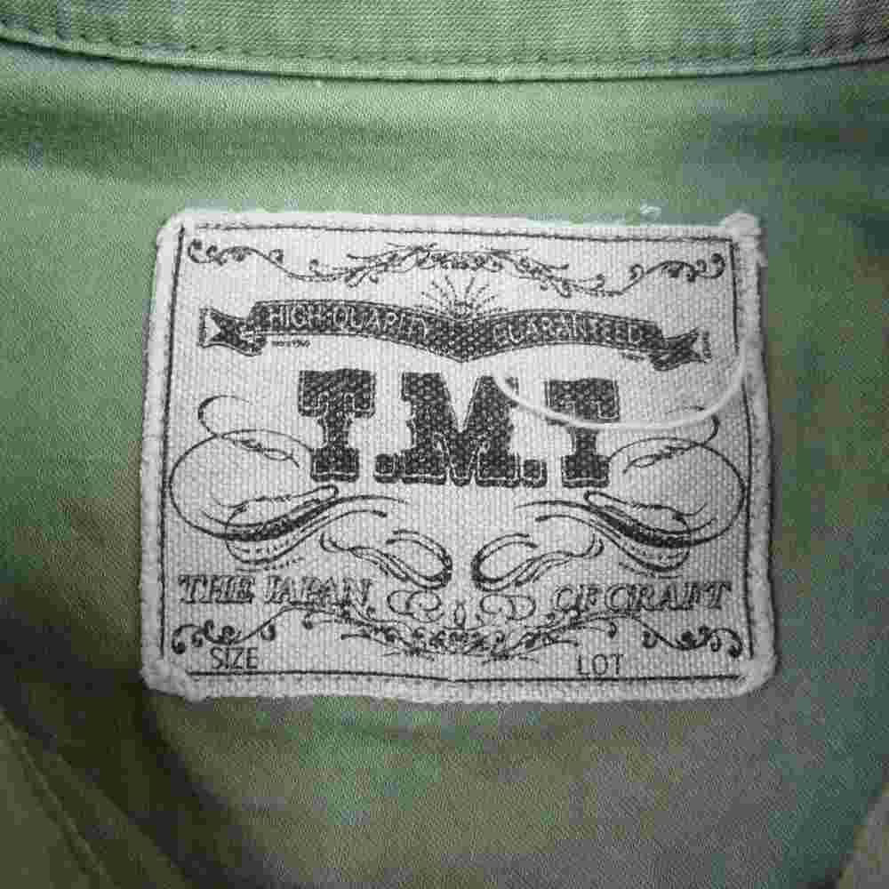 TMT ティーエムティー TSH-F1807 MILITARY SHIRTS ミリタリー コンチョ ボタン 長袖 シャツ ジャケット カーキ系 L【中古】
