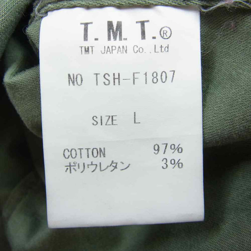 TMT ティーエムティー TSH-F1807 MILITARY SHIRTS ミリタリー コンチョ ボタン 長袖 シャツ ジャケット カーキ系 L【中古】