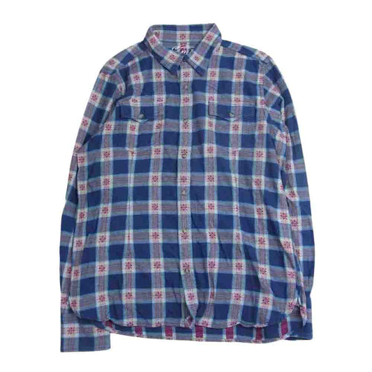 TMT ティーエムティー TSH-S13P70 FLANNEL CHECK SHIRT フランネル ウエスタン チェック 長袖 シャツ ブルー レッド ブルー系 L【中古】