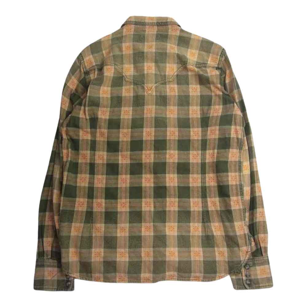 TMT ティーエムティー TSH-S13SP70 FLANNEL CHECK SHIRT フランネル ウエスタン チェック 長袖 シャツ オレンジ カーキ カーキ系 L【中古】
