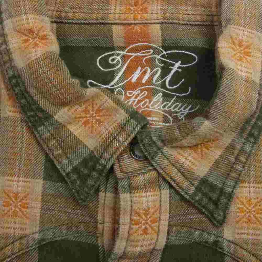 TMT ティーエムティー TSH-S13SP70 FLANNEL CHECK SHIRT フランネル ウエスタン チェック 長袖 シャツ オレンジ カーキ カーキ系 L【中古】