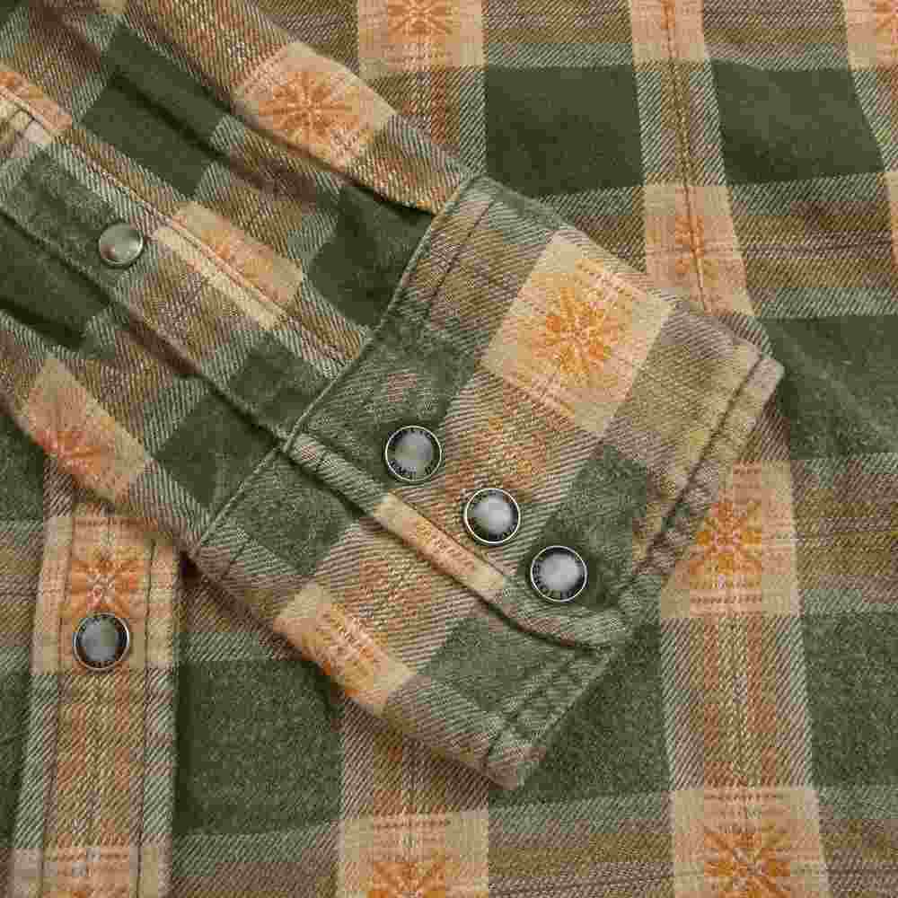 TMT ティーエムティー TSH-S13SP70 FLANNEL CHECK SHIRT フランネル ウエスタン チェック 長袖 シャツ オレンジ カーキ カーキ系 L【中古】