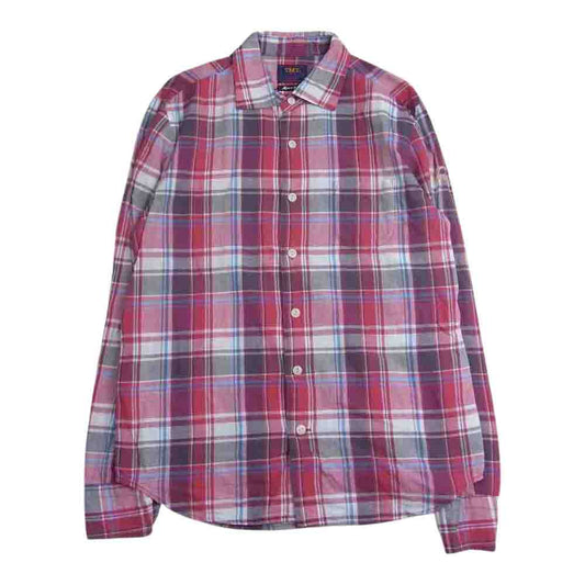 TMT ティーエムティー TSH-S2003 VINTAGE WASH MADRAS CHECK SHIRTS ヴィンテージ ウォッシュ マドラス チェック 長袖 シャツ ピンク ホワイト ピンク系 L【中古】