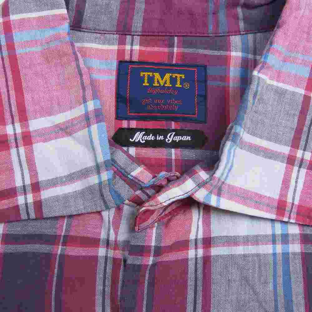 TMT ティーエムティー TSH-S2003 VINTAGE WASH MADRAS CHECK SHIRTS ヴィンテージ ウォッシュ マドラス チェック 長袖 シャツ ピンク ホワイト ピンク系 L【中古】