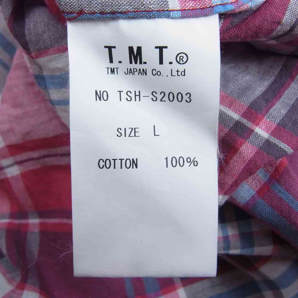 TMT ティーエムティー TSH-S2003 VINTAGE WASH MADRAS CHECK SHIRTS ヴィンテージ ウォッシュ マドラス チェック 長袖 シャツ ピンク ホワイト ピンク系 L【中古】