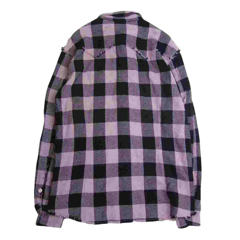 TMT ティーエムティー TSH-F2105 Buffalo PLAID FRINGE SHIRTS バッファロー プレイド フランネル 長袖 シャツ ピンク ブラック ブラック系 L【中古】