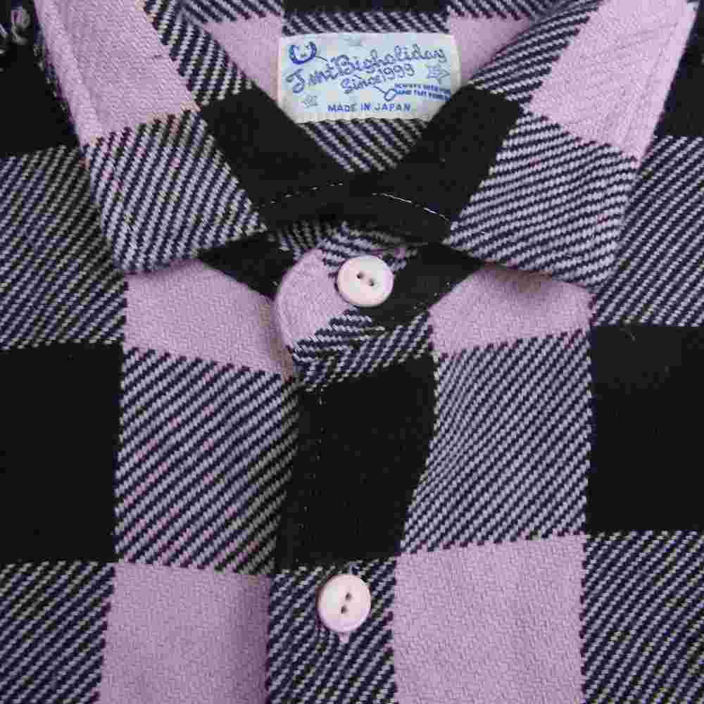 TMT ティーエムティー TSH-F2105 Buffalo PLAID FRINGE SHIRTS バッファロー プレイド フランネル 長袖 シャツ ピンク ブラック ブラック系 L【中古】