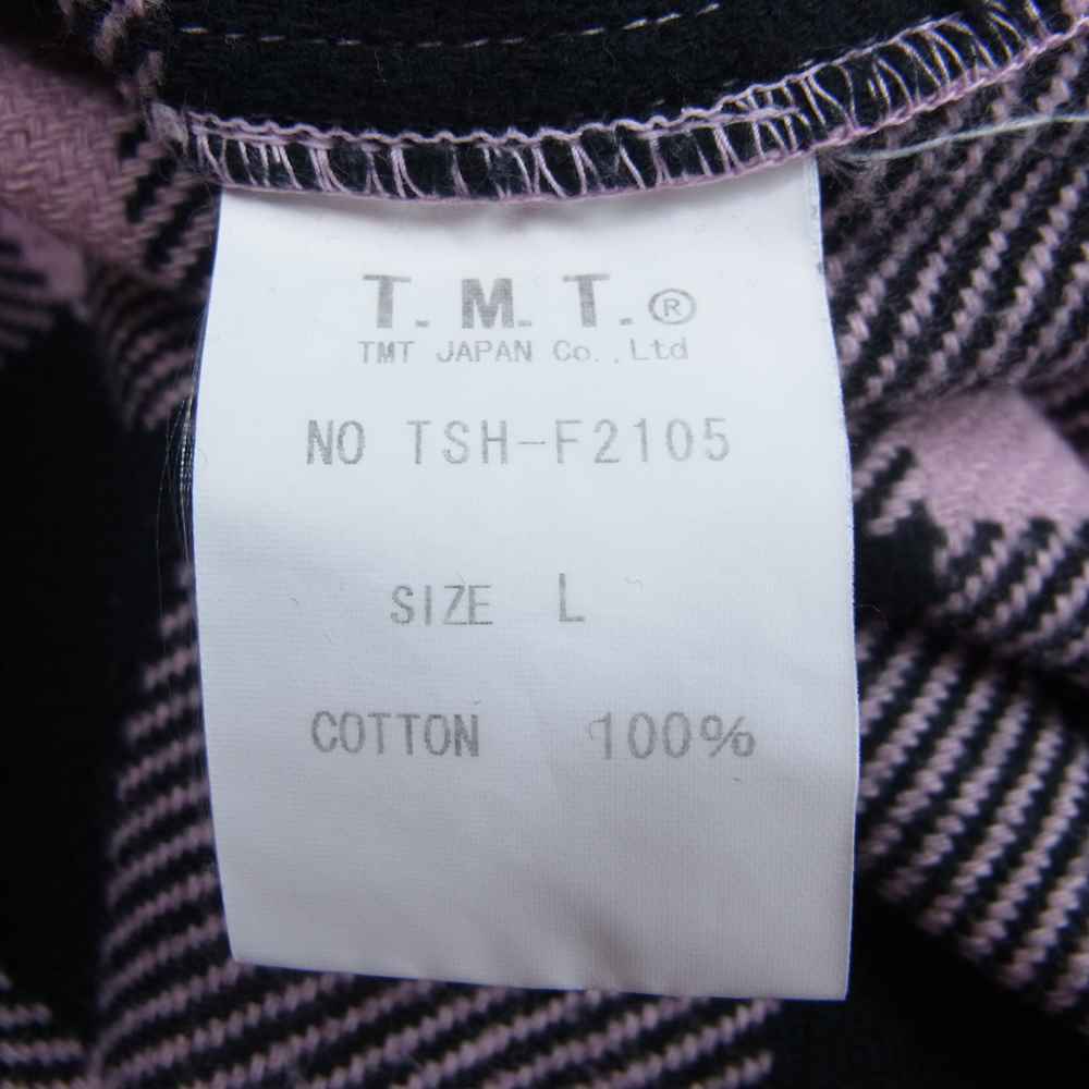 TMT ティーエムティー TSH-F2105 Buffalo PLAID FRINGE SHIRTS バッファロー プレイド フランネル 長袖 シャツ ピンク ブラック ブラック系 L【中古】
