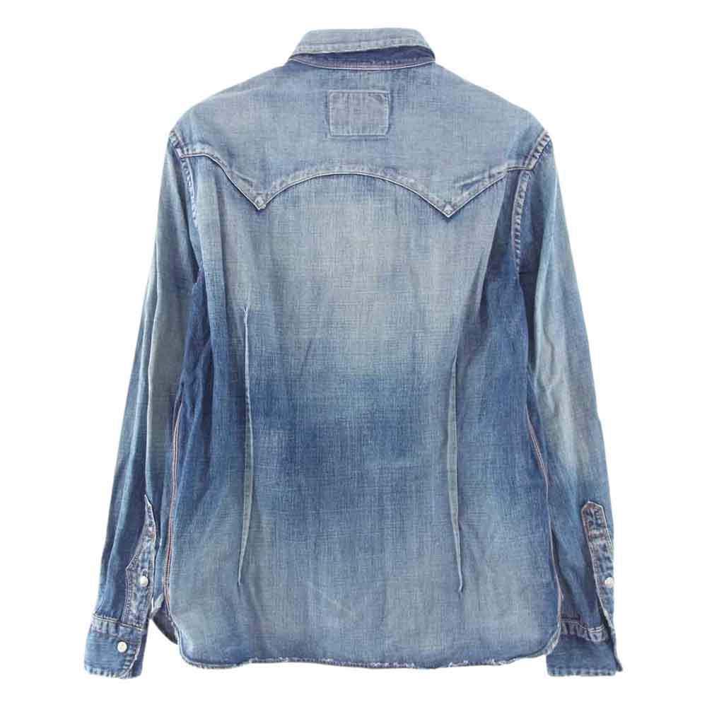 TMT ティーエムティー TSH-F2101 7.25oz DENIM RODEO SHIRTS デニム ロデオ イーグル フェザー 刺繍 長袖 シャツ インディゴブルー系 L【中古】