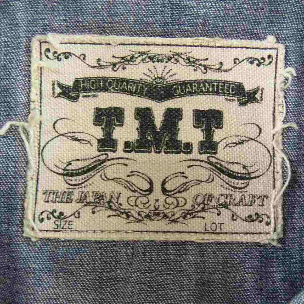 TMT ティーエムティー TSH-F2101 7.25oz DENIM RODEO SHIRTS デニム ロデオ イーグル フェザー 刺繍 長袖 シャツ インディゴブルー系 L【中古】