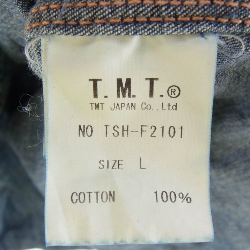 TMT ティーエムティー TSH-F2101 7.25oz DENIM RODEO SHIRTS デニム ロデオ イーグル フェザー 刺繍 長袖 シャツ インディゴブルー系 L【中古】