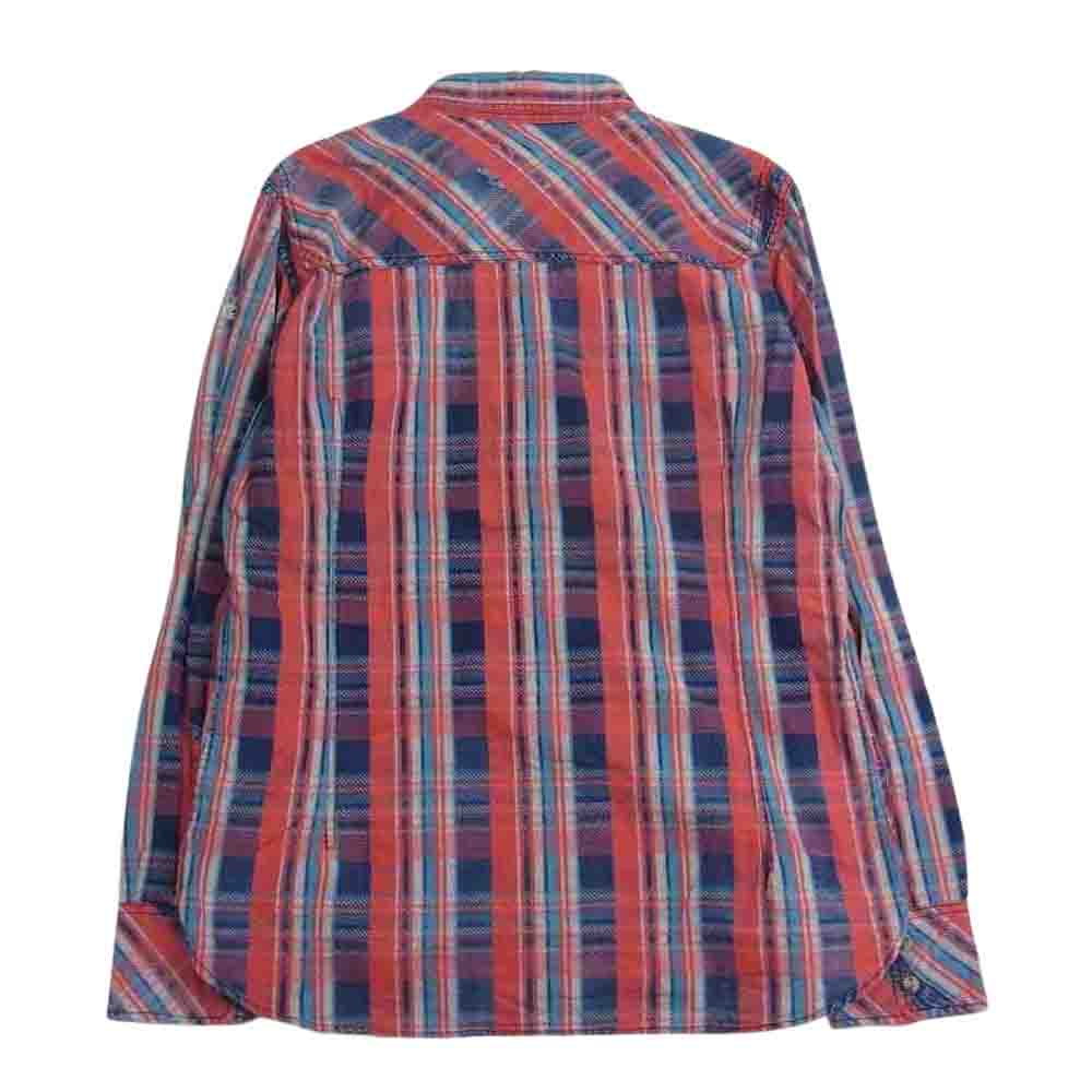 TMT ティーエムティー TSH-S1605 INDIGO CHECK CASTRO SHIRT インディゴ チェック カストロ 長袖 シャツ レッド レッド系 L【中古】