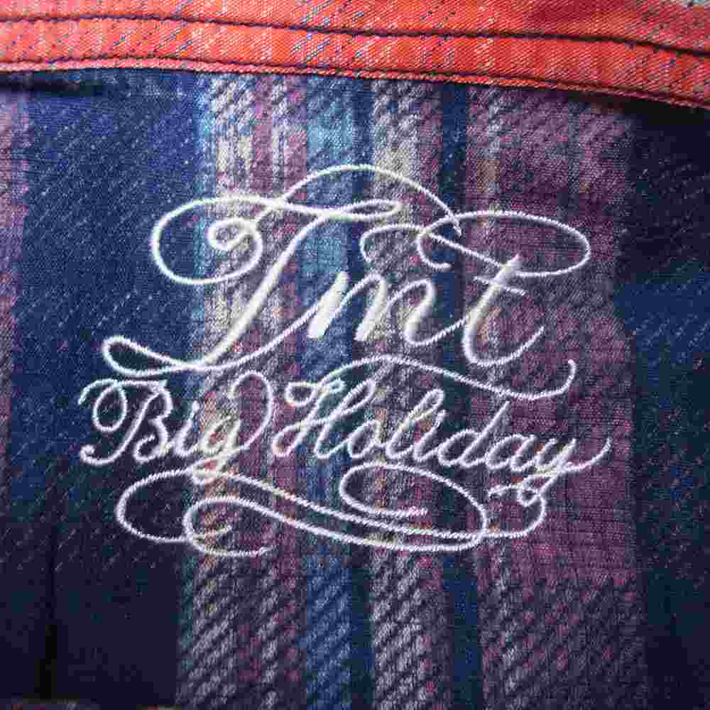 TMT ティーエムティー TSH-S1605 INDIGO CHECK CASTRO SHIRT インディゴ チェック カストロ 長袖 シャツ レッド レッド系 L【中古】