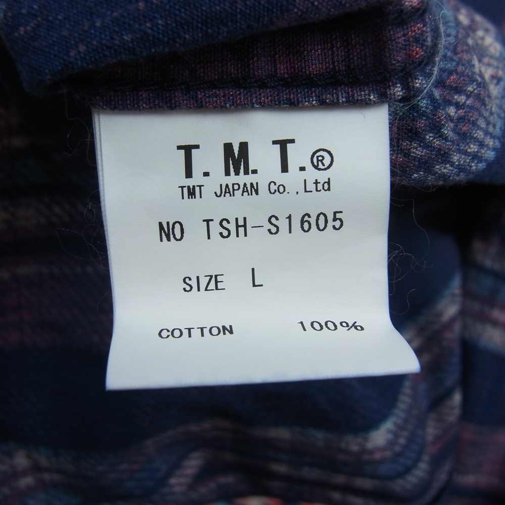 TMT ティーエムティー TSH-S1605 INDIGO CHECK CASTRO SHIRT インディゴ チェック カストロ 長袖 シャツ レッド レッド系 L【中古】