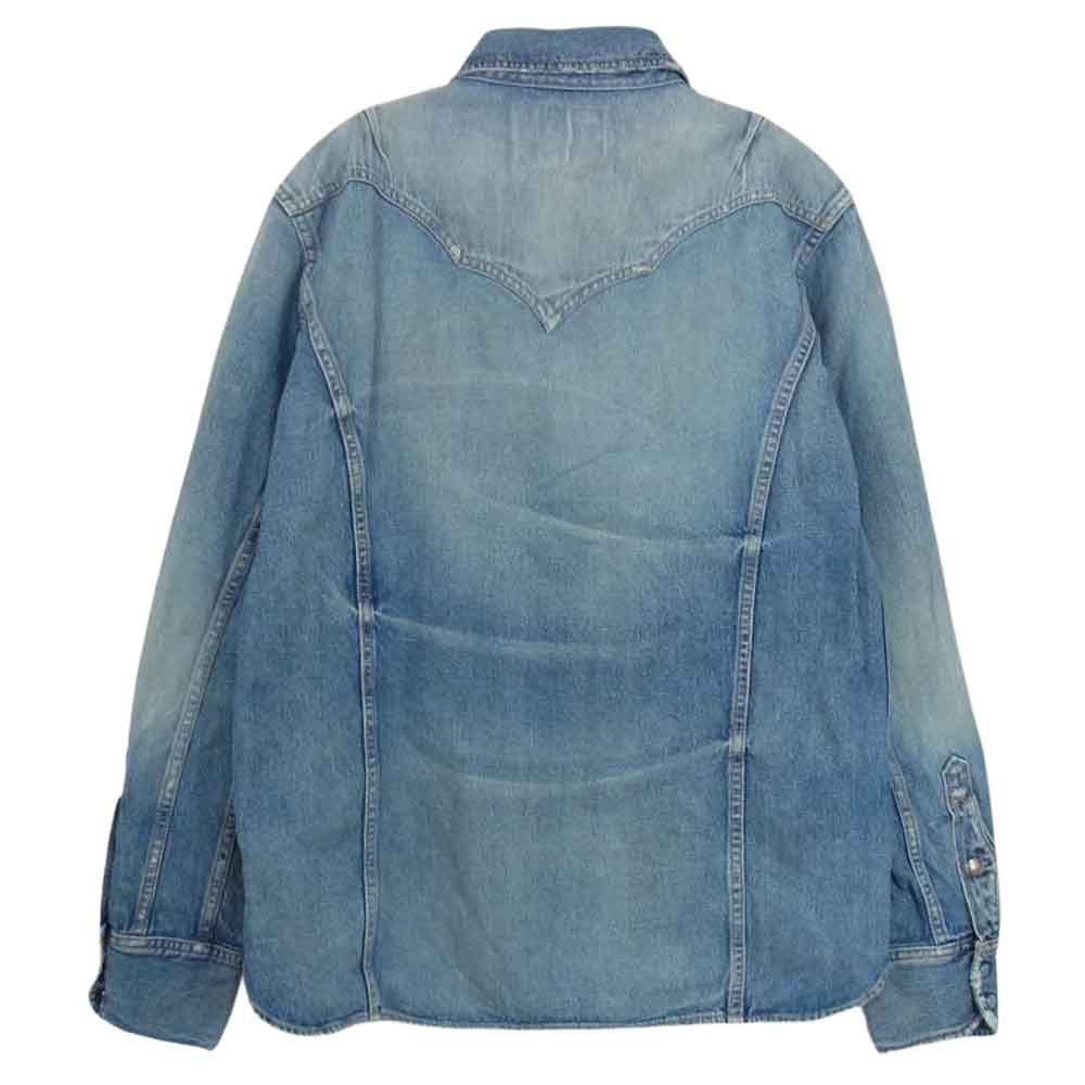 TMT ティーエムティー SELVAGE WESTERN DENIM SHIRTS セルビッチ ウエスタン コンチョボタン 長袖 デニム シャツ インディゴブルー系 L【中古】