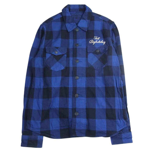 TMT ティーエムティー TSH-F1904 PIECE DYED BUFFALO CHECK SHIRTS バッファロー チェック 長袖 シャツ ブルー ブラック ブラック系 ブルー系 L【中古】