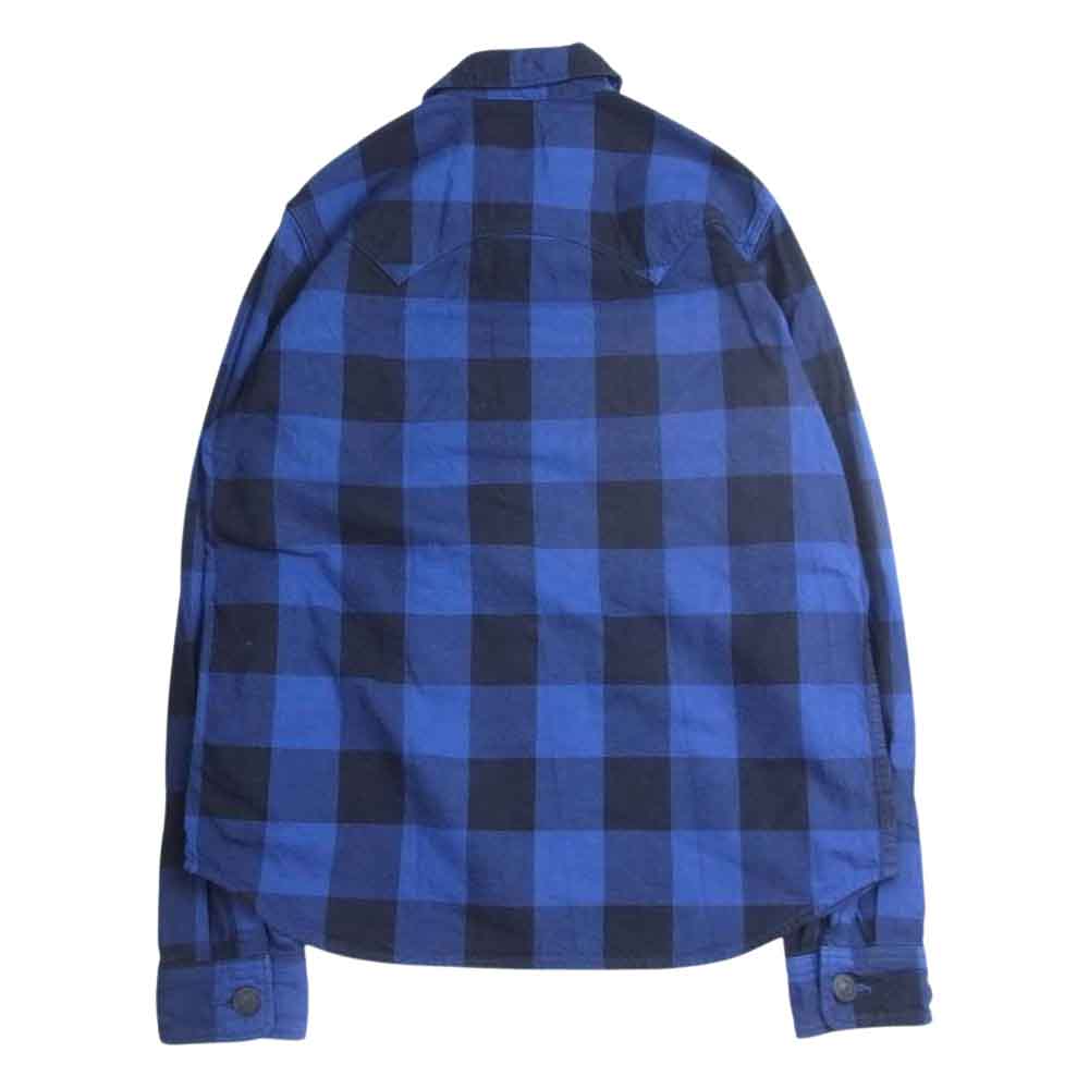 TMT ティーエムティー TSH-F1904 PIECE DYED BUFFALO CHECK SHIRTS バッファロー チェック 長袖 シャツ ブルー ブラック ブラック系 ブルー系 L【中古】