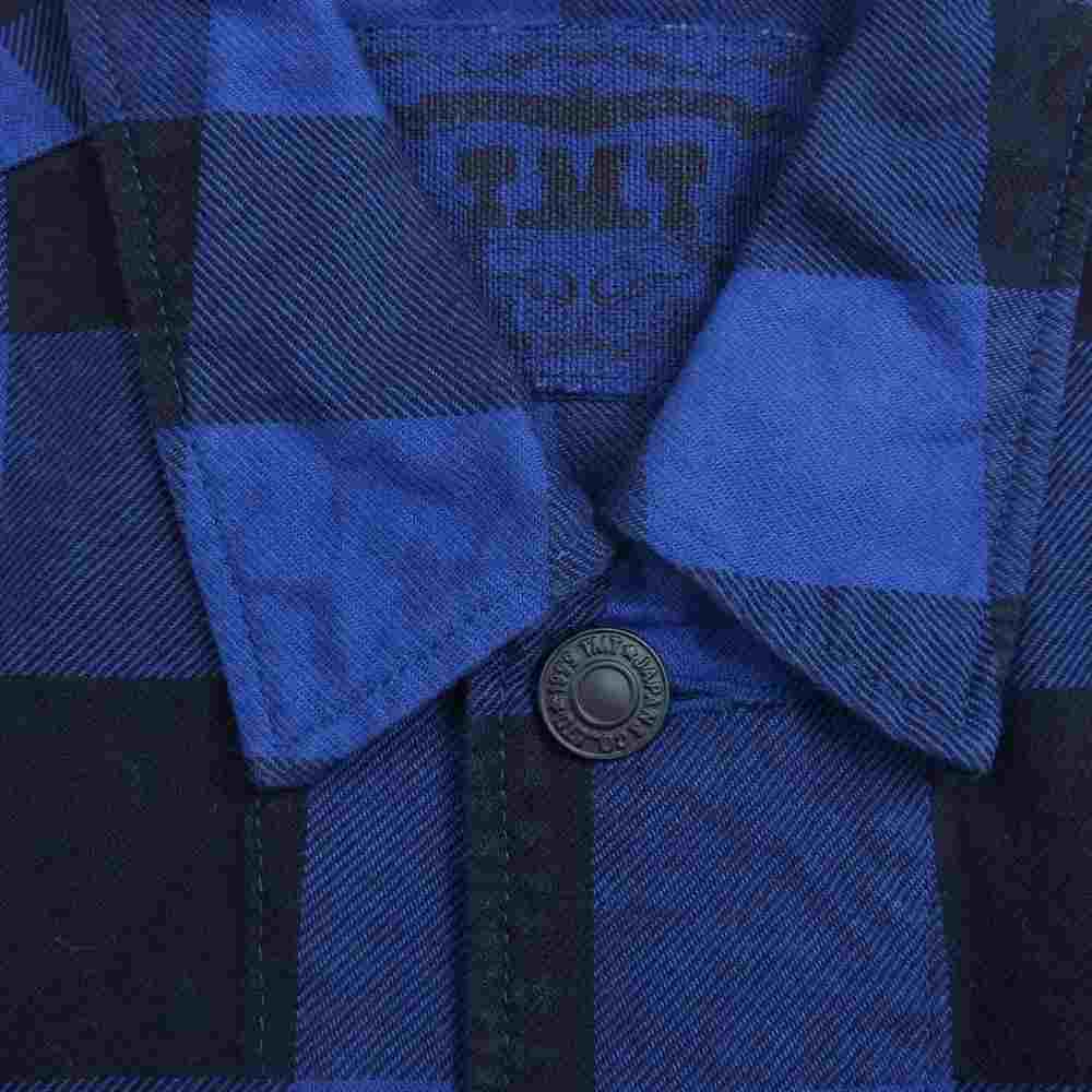 TMT ティーエムティー TSH-F1904 PIECE DYED BUFFALO CHECK SHIRTS バッファロー チェック 長袖 シャツ ブルー ブラック ブラック系 ブルー系 L【中古】