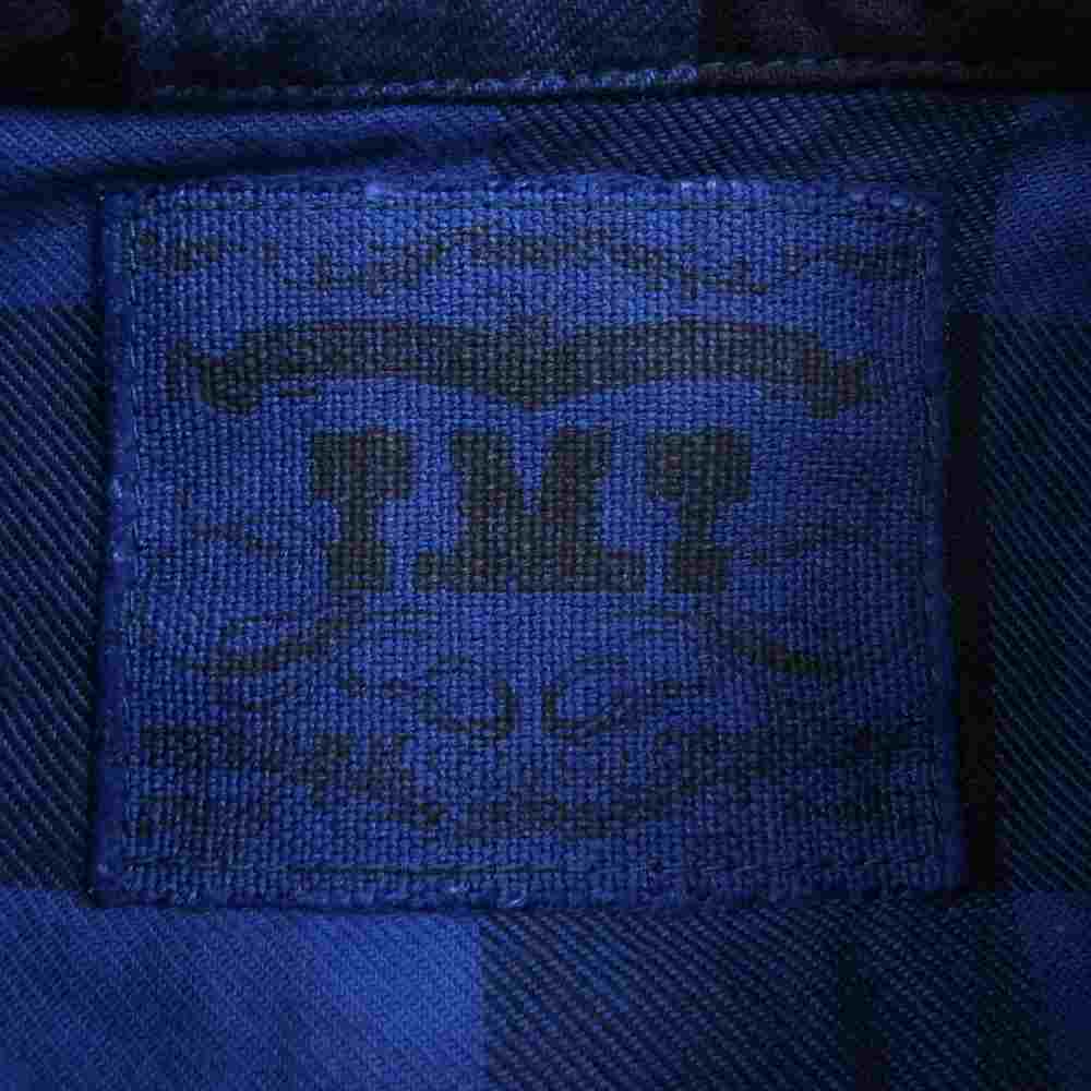 TMT ティーエムティー TSH-F1904 PIECE DYED BUFFALO CHECK SHIRTS バッファロー チェック 長袖 シャツ ブルー ブラック ブラック系 ブルー系 L【中古】