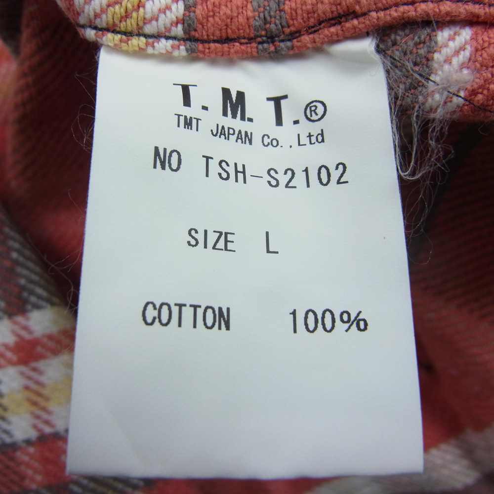TMT ティーエムティー TSH-S2102 COLLOR OFF HEAVY NELL CHECK SHIRTS カラー オフ ヘビー ネル チェック 長袖 シャツ  オレンジ系 L【中古】