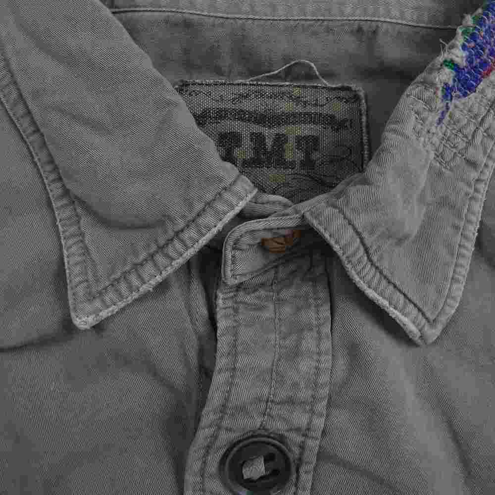 TMT ティーエムティー TSH-S1905 VINTAGE PROCESSING MILITALY SHIRTS ヴィンテージ 加工 プロセッシング ミリタリー 長袖 シャツ カーキ系 L【中古】