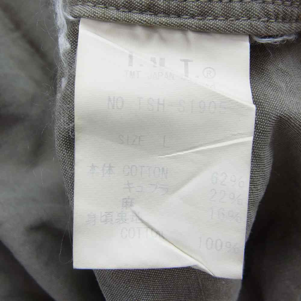 TMT ティーエムティー TSH-S1905 VINTAGE PROCESSING MILITALY SHIRTS ヴィンテージ 加工 プロセッシング ミリタリー 長袖 シャツ カーキ系 L【中古】