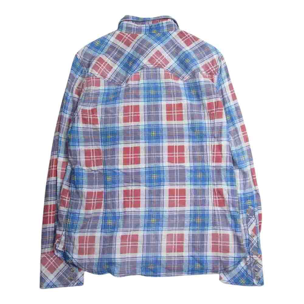 TMT ティーエムティー TSH-S18SP01 INDIGO CHECK PRINT SHIRT 復刻 インディゴ チェック プリント 長袖 シャツ レッド ブルー ホワイト マルチカラー系 L【中古】
