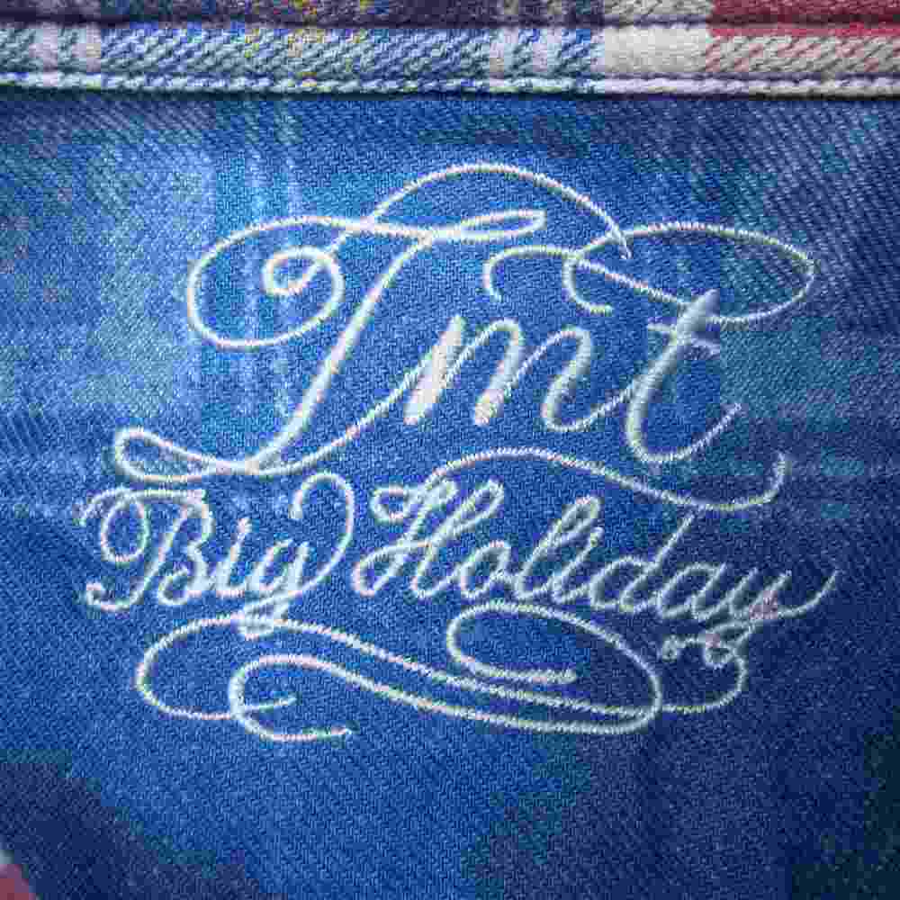 TMT ティーエムティー TSH-S18SP01 INDIGO CHECK PRINT SHIRT 復刻 インディゴ チェック プリント 長袖 シャツ レッド ブルー ホワイト マルチカラー系 L【中古】