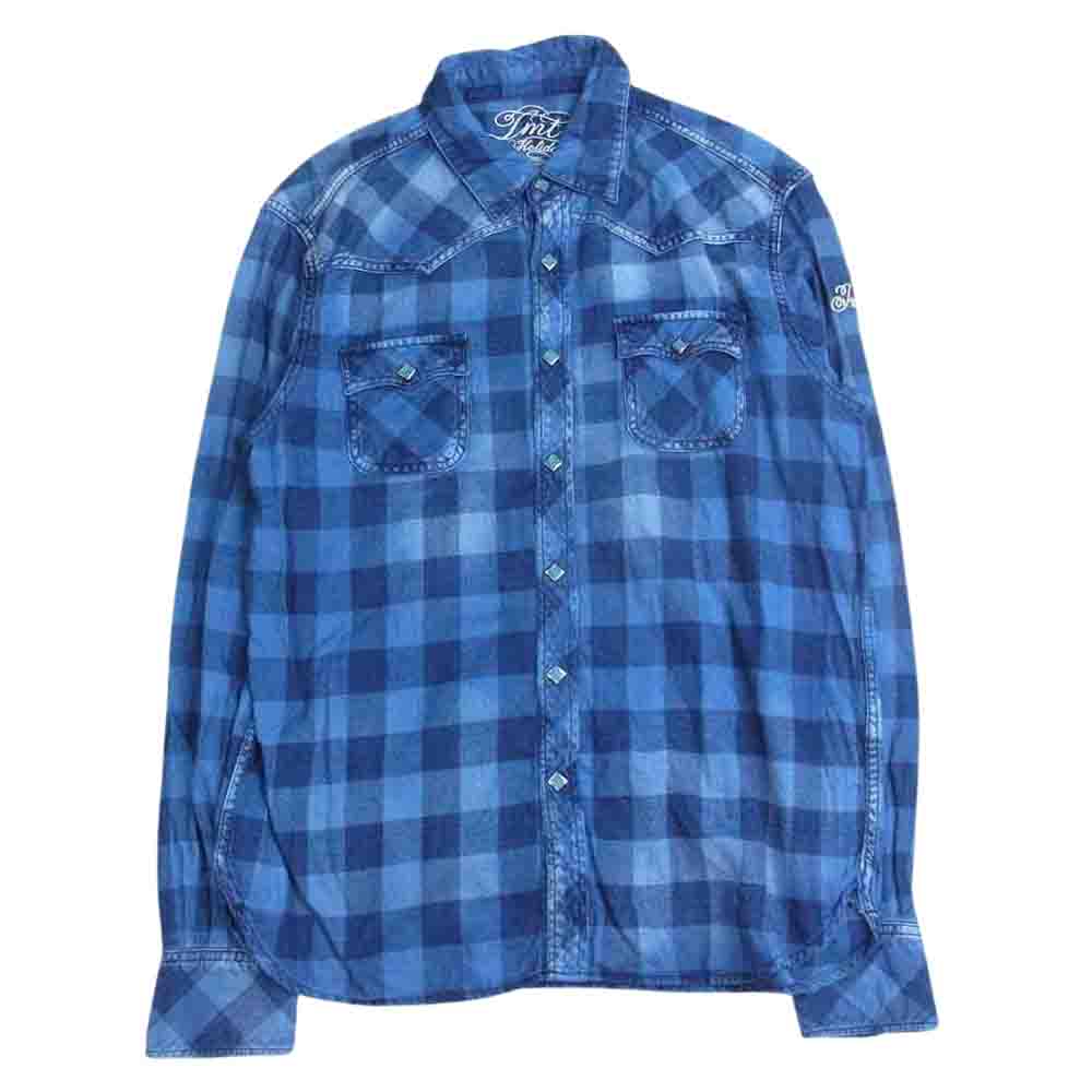 TMT ティーエムティー TSH-S19SP02 REVIVAL INDIGO FLANNEL CHECK SHIRTS インディゴ フランネル チェック 長袖 シャツ ブルー ネイビー インディゴブルー系 L【中古】
