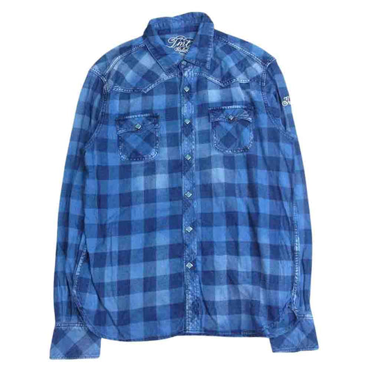 TMT ティーエムティー TSH-S19SP02 REVIVAL INDIGO FLANNEL CHECK SHIRTS インディゴ フランネル チェック 長袖 シャツ ブルー ネイビー インディゴブルー系 L【中古】