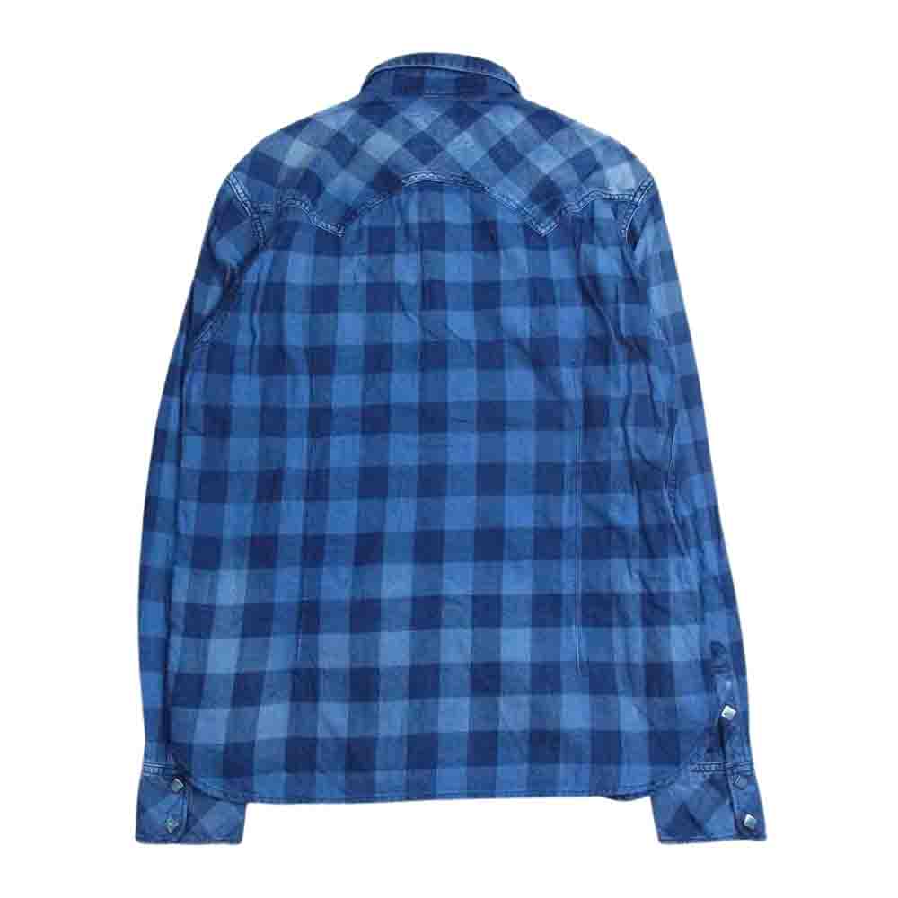 TMT ティーエムティー TSH-S19SP02 REVIVAL INDIGO FLANNEL CHECK SHIRTS インディゴ フランネル チェック 長袖 シャツ ブルー ネイビー インディゴブルー系 L【中古】